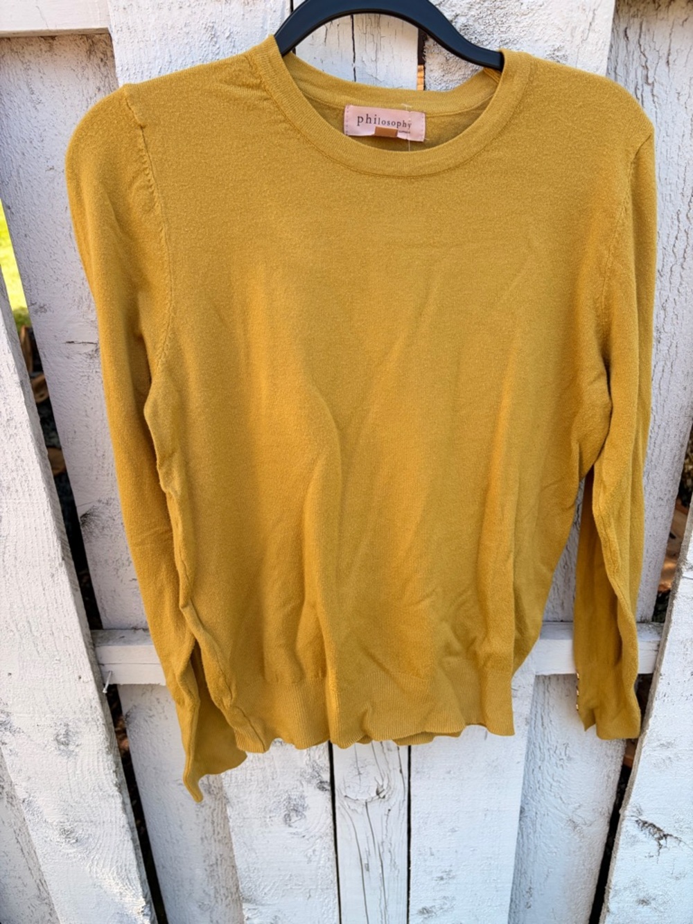 Philosophy Golden Mustard Button-Accent Crewneck Sweater